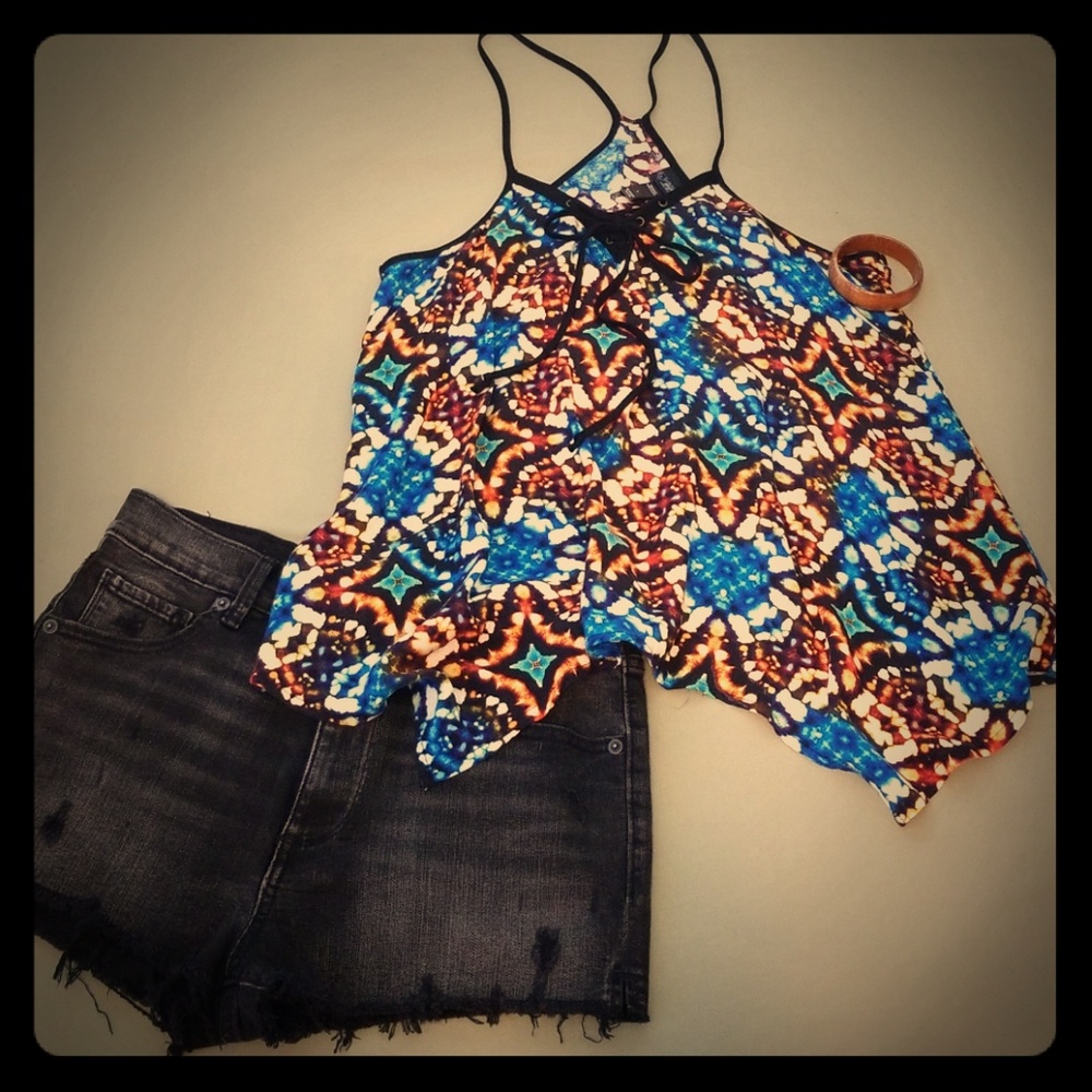 Buckle Daytrip Boho Laceup Tiedie Tank Top